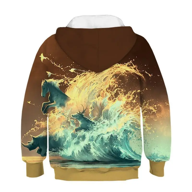 Newest Painted stripe pattern 3D print child fashion Hoodie Boys and girls Hooded Sweatshirt Kids 3D painting Sweatshirt