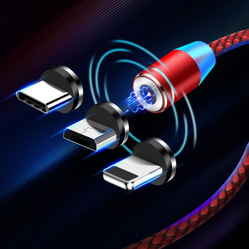 USB Магнитный зарядный кабель Micro usb type C светодиодный светильник для iphone X 8 7 6 samsung S10 S9 мобильный телефон Быстрая зарядка USB-C провода