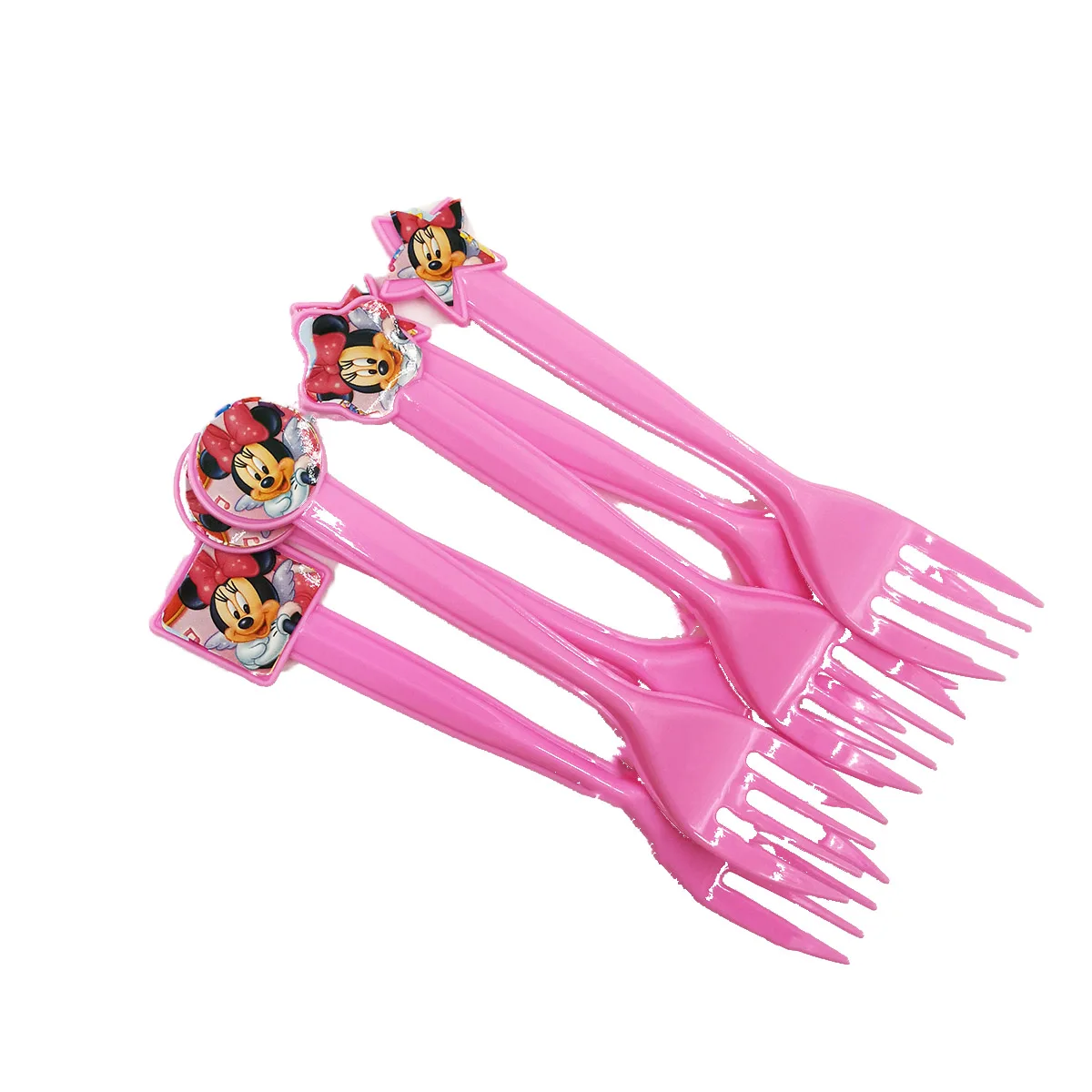 6pcs fork Вечерние скатерти с Минни Маус, чашка с флагом, украшение для дня рождения, Детские вечерние принадлежности - Цвет: 6pcs fork