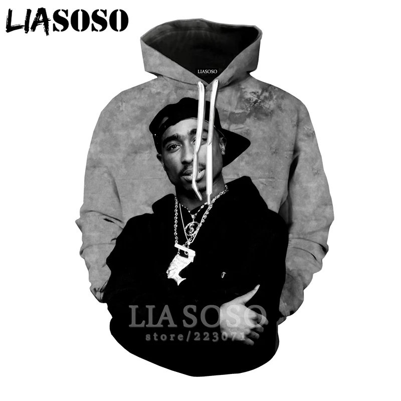 17 2pac толстовки LIASOSO забавные для мужчин и женщин Аниме Толстовка 3D принт Рэпер Хип Хоп с длинным рукавом Уличная Топ пуловер с круглым вырезом B182-10 - Цвет: 17