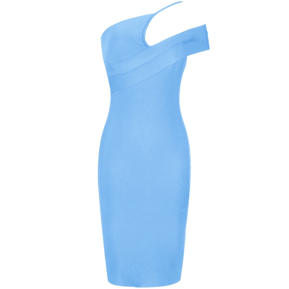 Maketina, Бандажное платье, Vestido,, синее, на одно плечо, Bnadage, платье с коротким рукавом, выше колена, облегающее, Бандажное, вечерние, Клубное платье