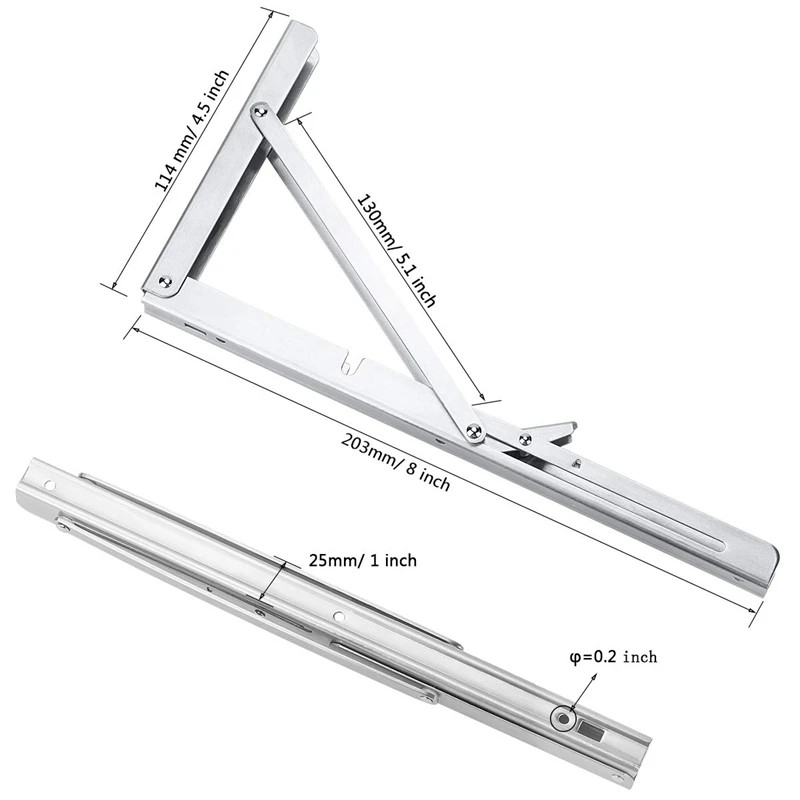 Folding Shelf Brackets Heavy Duty Stainless Steel Collapsible Wall Mounted Shelf for DIY Bracket,Folding Bench,Work Table, Spac