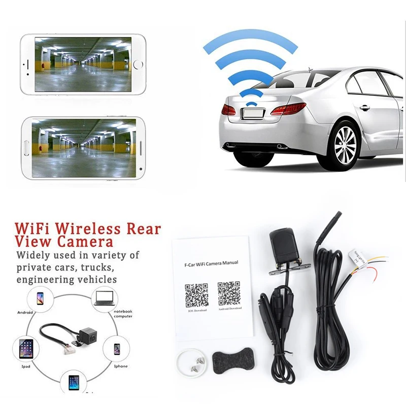 Беспроводная WiFi камера заднего вида для IOS Android ночное видение | Автомобили и