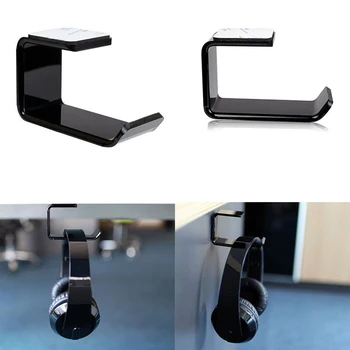

Sticker Acrylic Headphone Bracket Hanger Under Desk Wall Mounted Headset Holder Hook Earphone Sticky Display Stand
