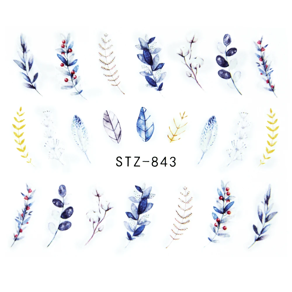 Nail Stickers Sliders For Nails For Manicure Decor Nails Set Nail Design Sliders Flower Leaf Tree Green Nail Art Watermark Decal