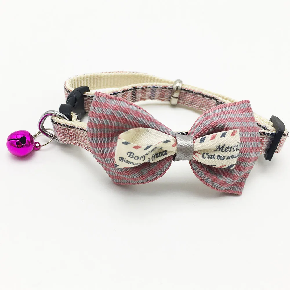Pink Small Bonzerpet ошейники для питомцев кошек щенков Регулируемая пряжка открытое ожерелье воротник с драгоценными камнями с колокольчиками для маленьких собак ошейники для кошек - Цвет: Pink Small