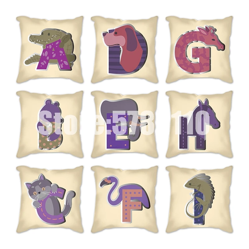 Наволочки с надписью на английском языке подушка принтом жираф лошадь хамелеон