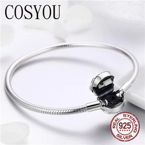 Goede COSYOU Authentieke 100% 925 Sterling Zilver Schattige Dieren Uil Sluiting Vrouwen Snake Chain Armband Sterling Zilveren Sieraden S925 SCB067