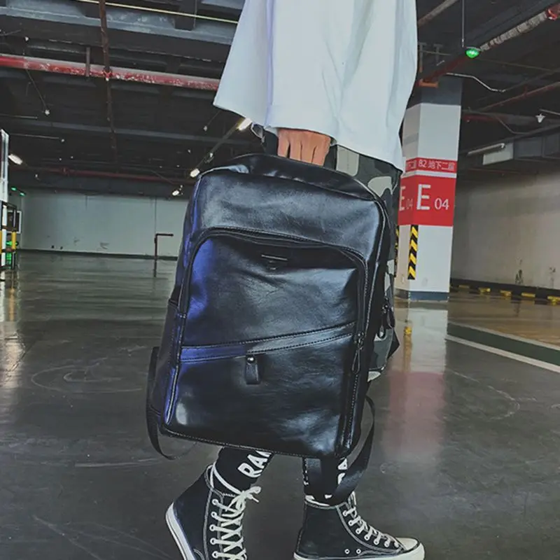 

Fashion Men Women's Backpack PU Leather Travel Bag Large Capacity Teenager Student Bookbag Laptop Daypack