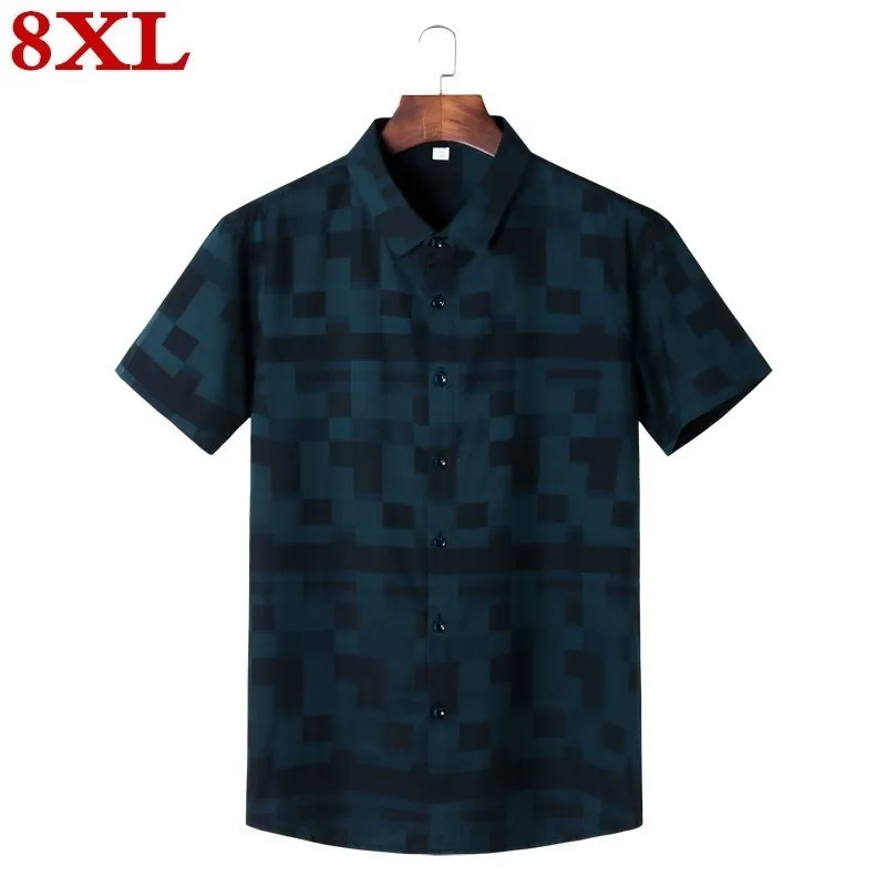 8XL 7XL 6XL Мужская Весенняя и Летняя Повседневная рубашка с короткими рукавами