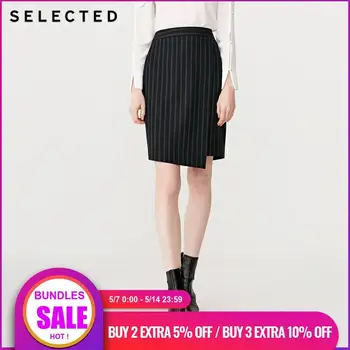 

SELECTED Women's Slim Fit Striped Irregular Hip-wrap Skirt SIG|41914C509