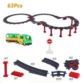 

63Pcs Oversized Big Size Duploed Bricks DIY Building Blocks Train Track Set Compatible with Duploeds Toys for Children Gifts