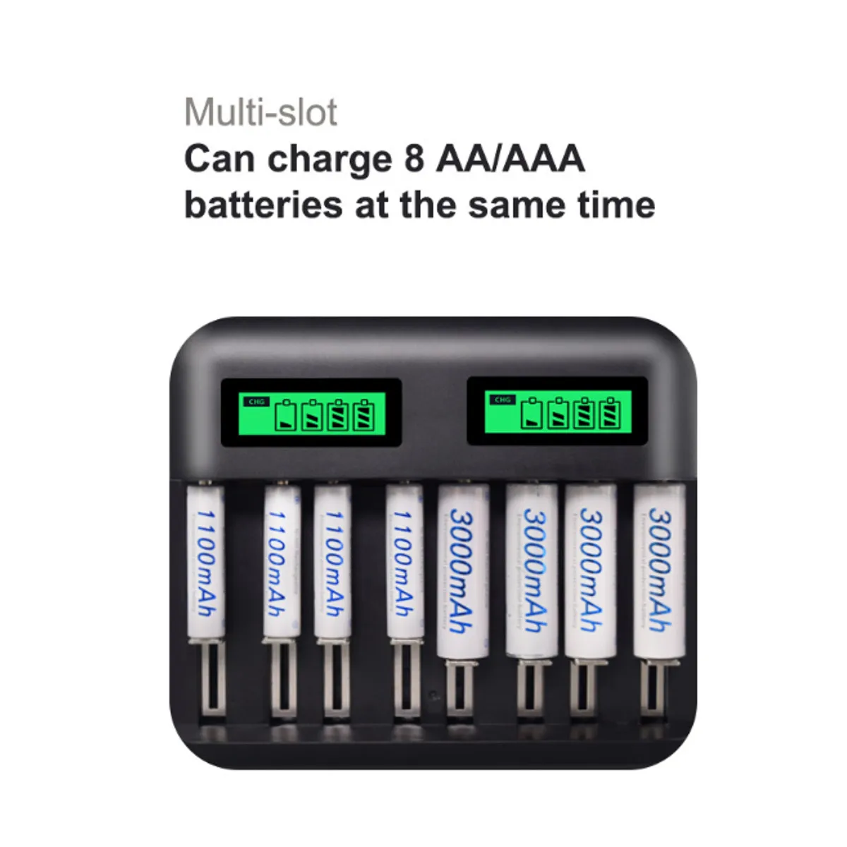 8 слотов ЖК-дисплей USB смарт-зарядное устройство для AA AAA SC C D размер перезаряжаемая батарея 1,2 в Ni-MH Ni-CD быстрое зарядное устройство