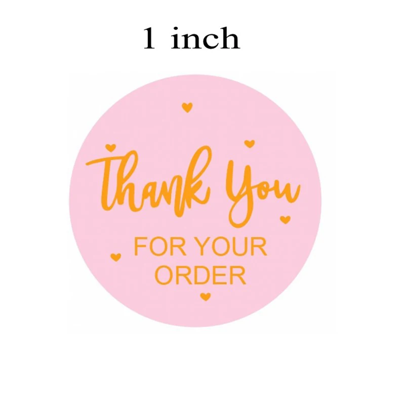 Thank You For Your Order Labels Pink Sticky Label Round Stickers 