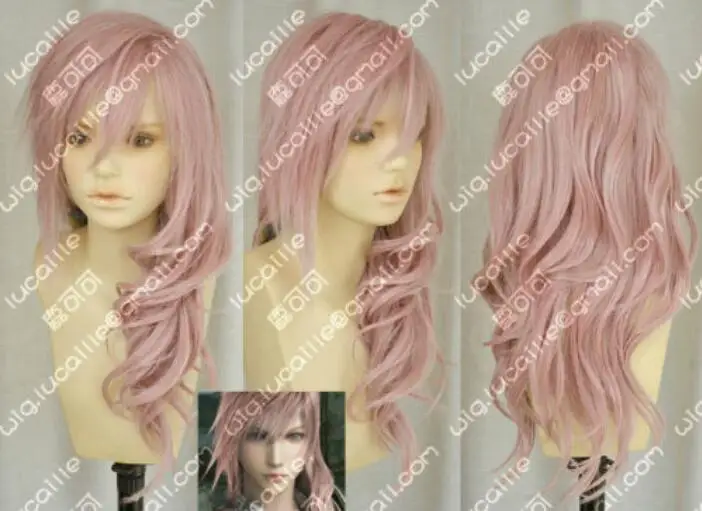 Парик Final Fantasy 13 Lightning serah длинный смешанный розовый парик для косплея