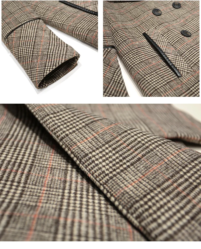 Brand Wool Coat 4XL Plus Size Winter New Women Clothing High Quality Plaid Woolen Female Coats Warm Women's Woolen Coats