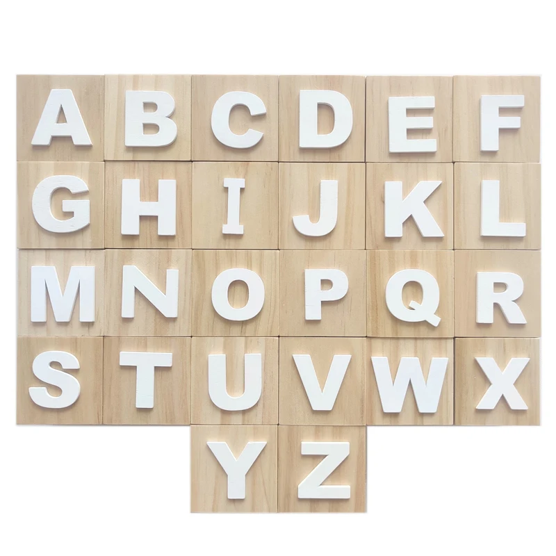 6x6x6CM Wooden ABC Blocks Wooden Baby Alphabet Letters Building Cubes Preschool Learning Toys Toddlers Gift Photography Props afbeelding