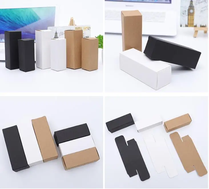 

100pcs 10ml-100ml Kraft Paper Cosmetics Storage Box DIY Lipstick Perfume Essential Oil Bottle Packaging Boxes valve tubes