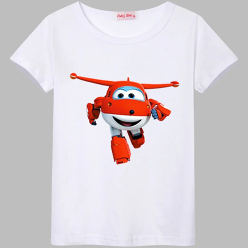 as picture Футболка для маленьких мальчиков и девочек с принтом «Super Wings»; хлопковая детская одежда; топы; футболки с рисунком; футболки с круглым вырезом и короткими рукавами; одежда для детей - Цвет: as picture