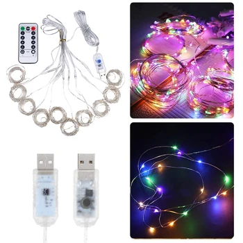 

LED Fairy Lights Garland Curtain Lamp Remote Control USB String Lights New Year Christmas Decorations for Home (280LED)