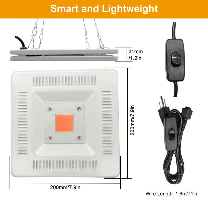 as shown Светодиодный Grow COB потолочные светильник 50 Вт AC 110V 220V IP67 Водонепроницаемый полный спектр 380-780nm для посева семян растительного US/EU Plug для роста растений - Испускаемый цвет: as shown