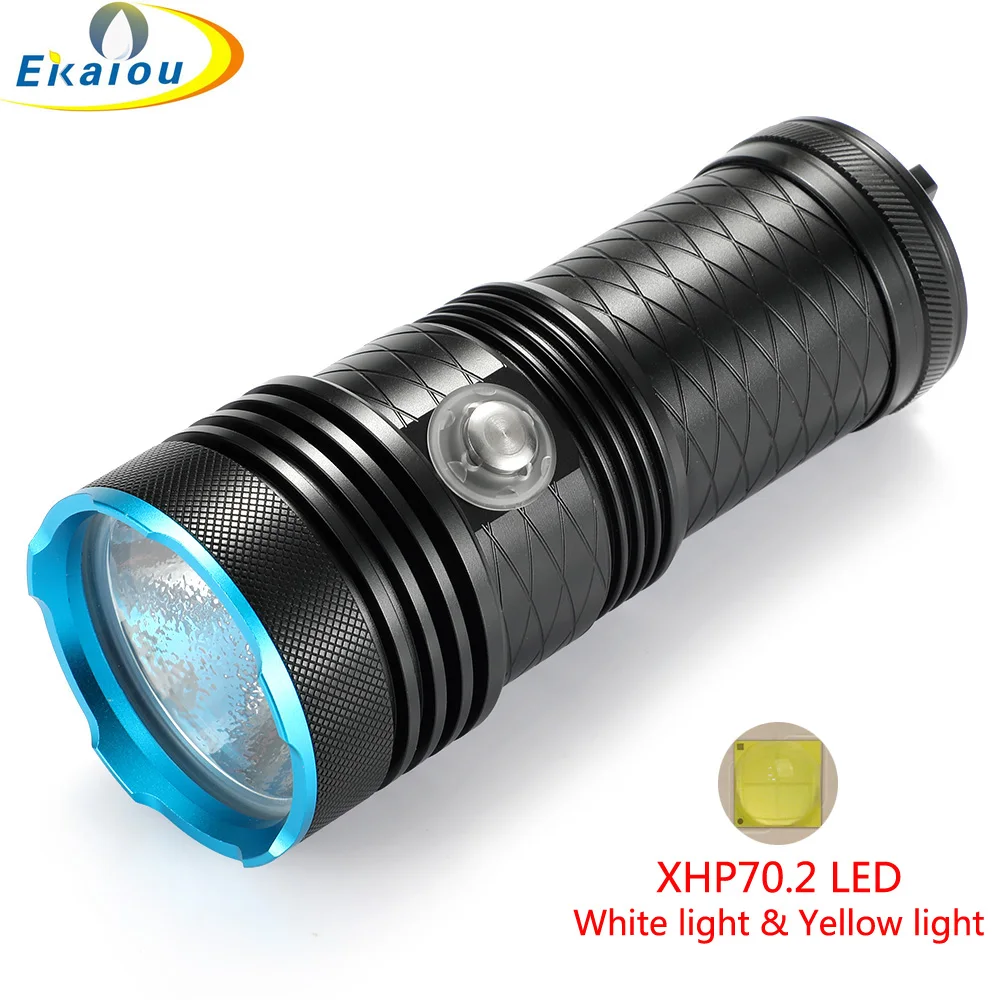 Xhp70.2 Torcia Subacquea Subacquea 100M Torcia Subacquea Ip68 Impermeabile 4X18650 Lampada Da Pesca Per Pattuglia Per Acque Profonde