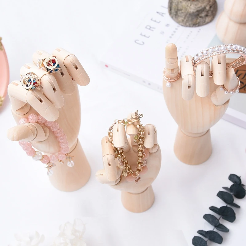 Solid Wood Hand Ring Bracelets Display Holder Bangle Display Stand Ring Display Stand Hand Model