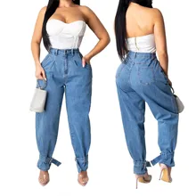 Женские модные штаны на молнии с высокой талией, прямые джинсы, женские повседневные джинсы размера плюс# G30