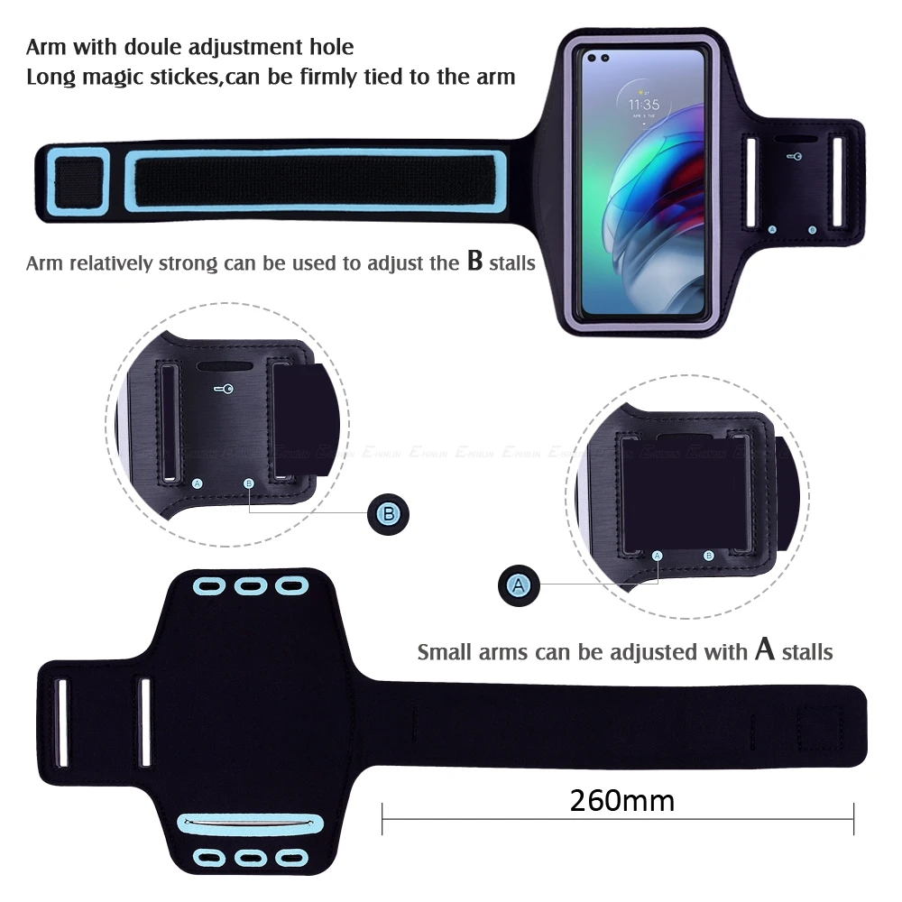 Grey Sports Armband Phone Case Cover Gym Running For Motorola Moto E6S 