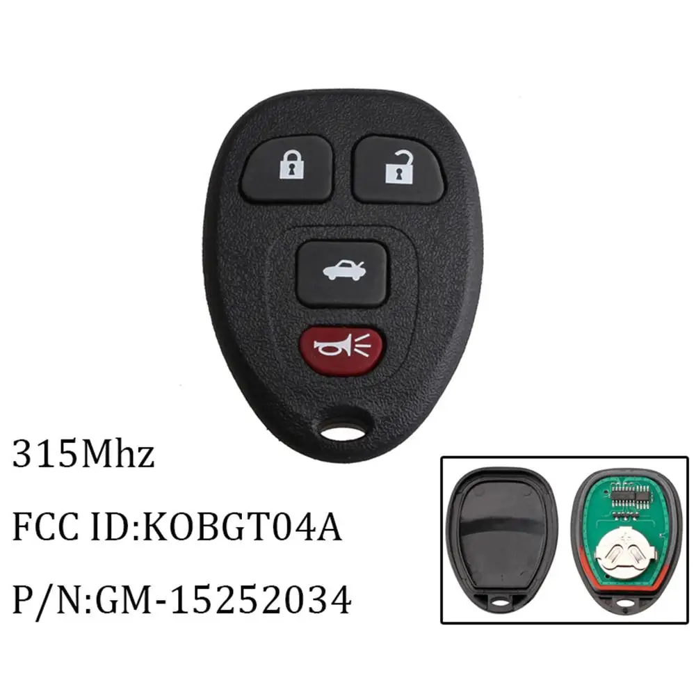 

Remote Control Key For 2009 2010 2011 2012 Chevrolet Malibu 4b Keyless Entry Remote Car Key Fob KOBGT04A 15252034 315MHZ car key