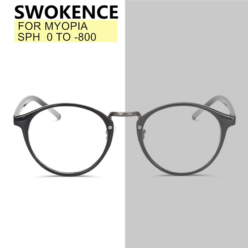 Очки для близорукости SWOKENCE SPH от 0 до 8 мужские и женские очки по рецепту с круглой