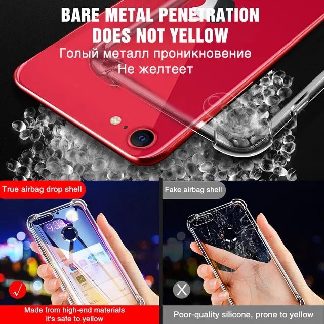 Luxury Silicone Shockproof Case on For iPhone SE 2020 Case iPhone 11 Pro X XR XS MAX 7 8 Plus 6 6S Soft Transparent Case Cover