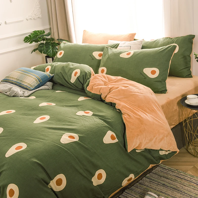 Dreamort осень и зима хлопковый+ фланелевый Комплект постельного белья queen King size простыня+ пододеяльник+ наволочка