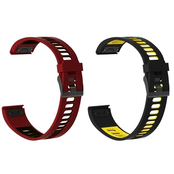 

2 Set 22Mm Watchband for Garmin Fenix5/5Plus Forerunner935 Fenix 6 Watch Band Strap-Black+Yellow &Black+Red