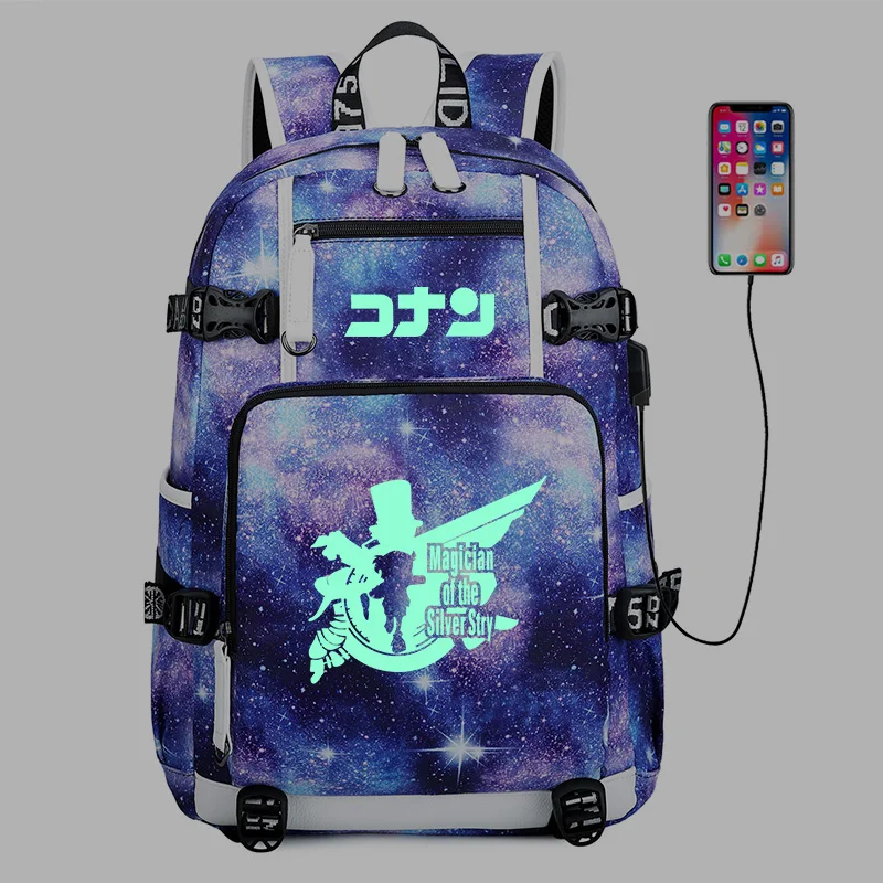Чехол с закрытым рисунком детектива Конана, рюкзак с аниме USB, Mochila Feminina, школьные сумки для ноутбука, рюкзаки для подростков