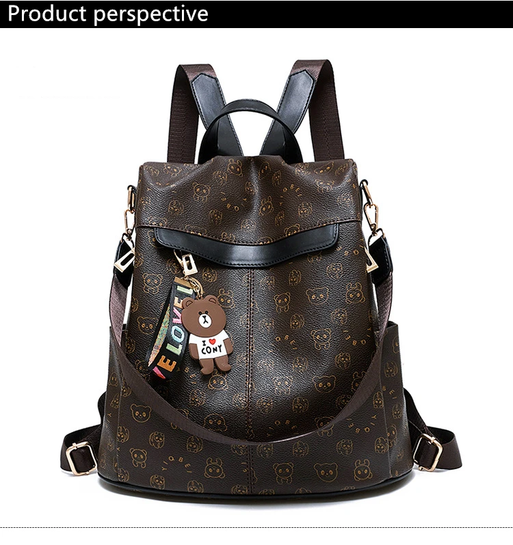 Женский кожаный рюкзак, повседневная вместительная школьная сумка, женский модный повседневный рюкзак для путешествий, водонепроницаемый рюкзак с защитой от кражи