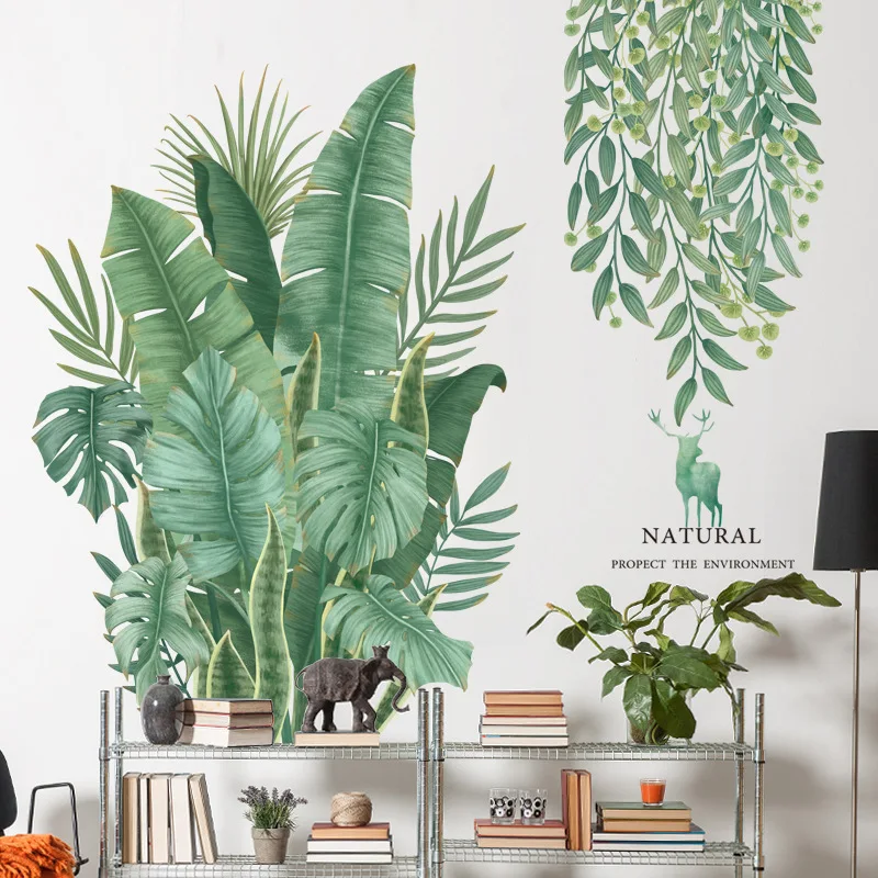 Nordic style Banana Leaf Wall Stickers for Living room Bedroom Dining room Kitchen Kids room DIY Vinyl Wall Decals Sofa Murals 1