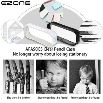 

EZONE 4PCS PVC Pencil Case Simple Style Transparent PVC Waterproof Pencil Case Stationery Bag Stationery School Office Supplies