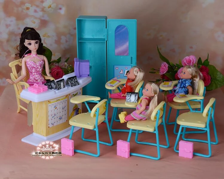 Original For Barbie School Desk Princess 1/6 Bjd Doll Furniture
