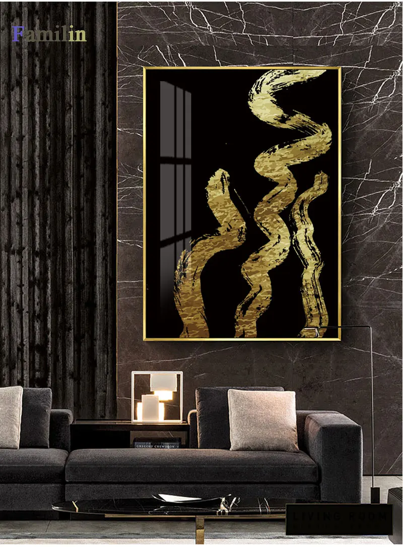 Золотой геометрический настенный художественный холст абстрактная живопись современный домашний декор плакаты на скандинавскую тему и принты украшение картина гостиная
