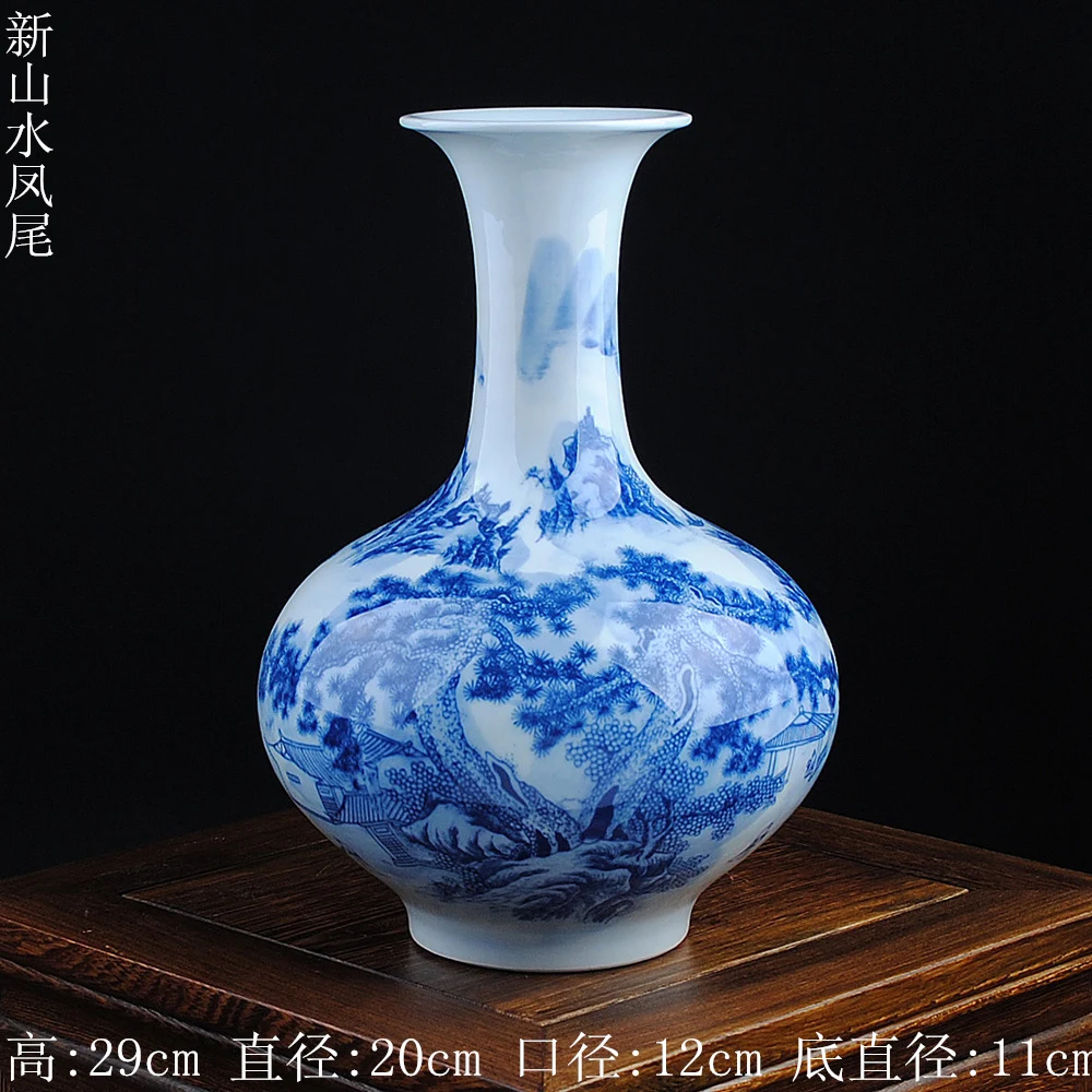 HX-0022486-16 Цзиндэчжэнь керамическая ваза синий и белый фарфор украшение фарфоровая столешница украшение ручной работы традиционное ремесло 16 модель - Цвет: HX-0022486-16