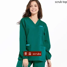Roupas médicas de manga longa feminino esfrega superior plug tamanho uniforme de enfermagem traje veterinário workwear médico algodão hospital camisa trabalho