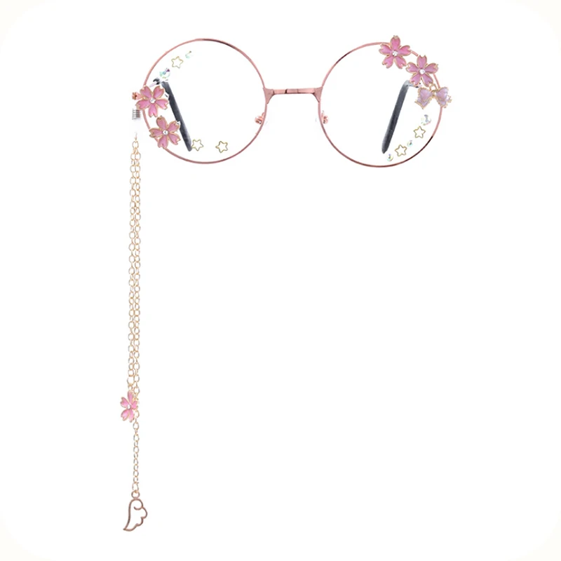 Милая Подвеска очки в стиле Лолиты с милым цветком вишни, мягкие японские очки с бантом для девочек, круглая оправа, рамка для очков, аниме, косплей, выставка