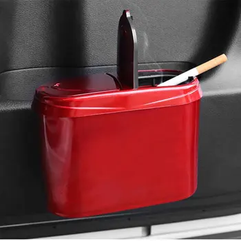 

For Side Door Universal Double Flip Spring Cover Clip On Home Leakproof Mini Storage Bucket Interior Accessories Car Trash Can