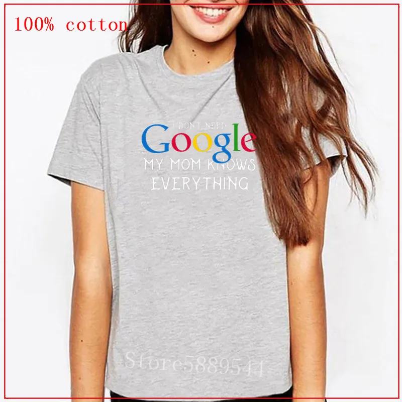 Женская футболка с принтом Я не нуждаюсь в google my mom Know everything забавная коротким