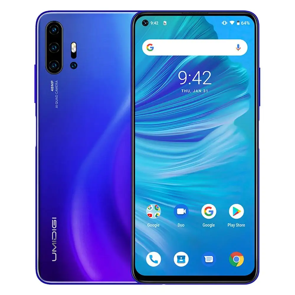Синий UMIDIGI F2 смартфон Android 10 Helio P70 48MP AI Quad камера 5150 мач 6 гб ram 128 гб rom 6,5" FHD+ NFC глобальная версия Dual 4G - Цвет: Синий
