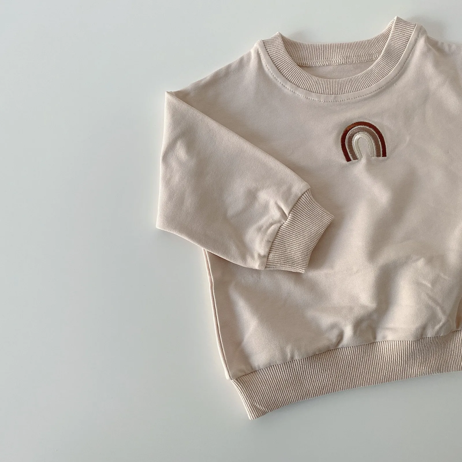 Spring Clothes Baby Boys Rainbow T-shirts Toddler Girls Tops Long Sleeve Embroidery T-shirt Outfits Fashion