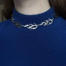 Винтаж Харадзюку уличная аксессуары ожерелье Пламя для женщин ювелирные изделия Готический Bijoux Femme рок цепь колье ожерелье s Hot Kolye