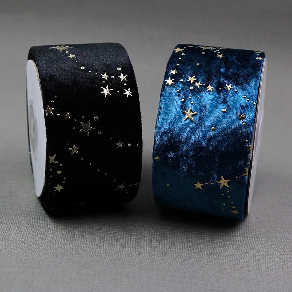 Double-Sided Gold Star Golden Velvet Cloth Ribbons 2