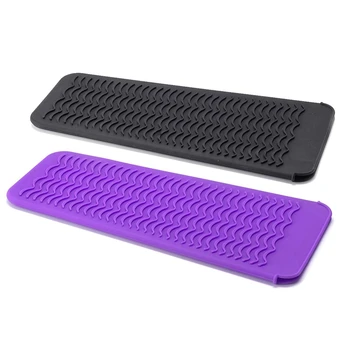 

2 Pack Heat Resistant Silicone Mat Pouch for Curling Iron,Hair Straightener,Hair Curling Wands,Hot Hair Tools (PURPLE & BLACK)